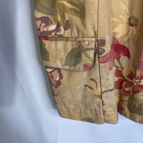 Alexis & Avery 100% Cotton Lightweight Tan Floral Print Cottage Core Jacket LG - Picture 5 of 11